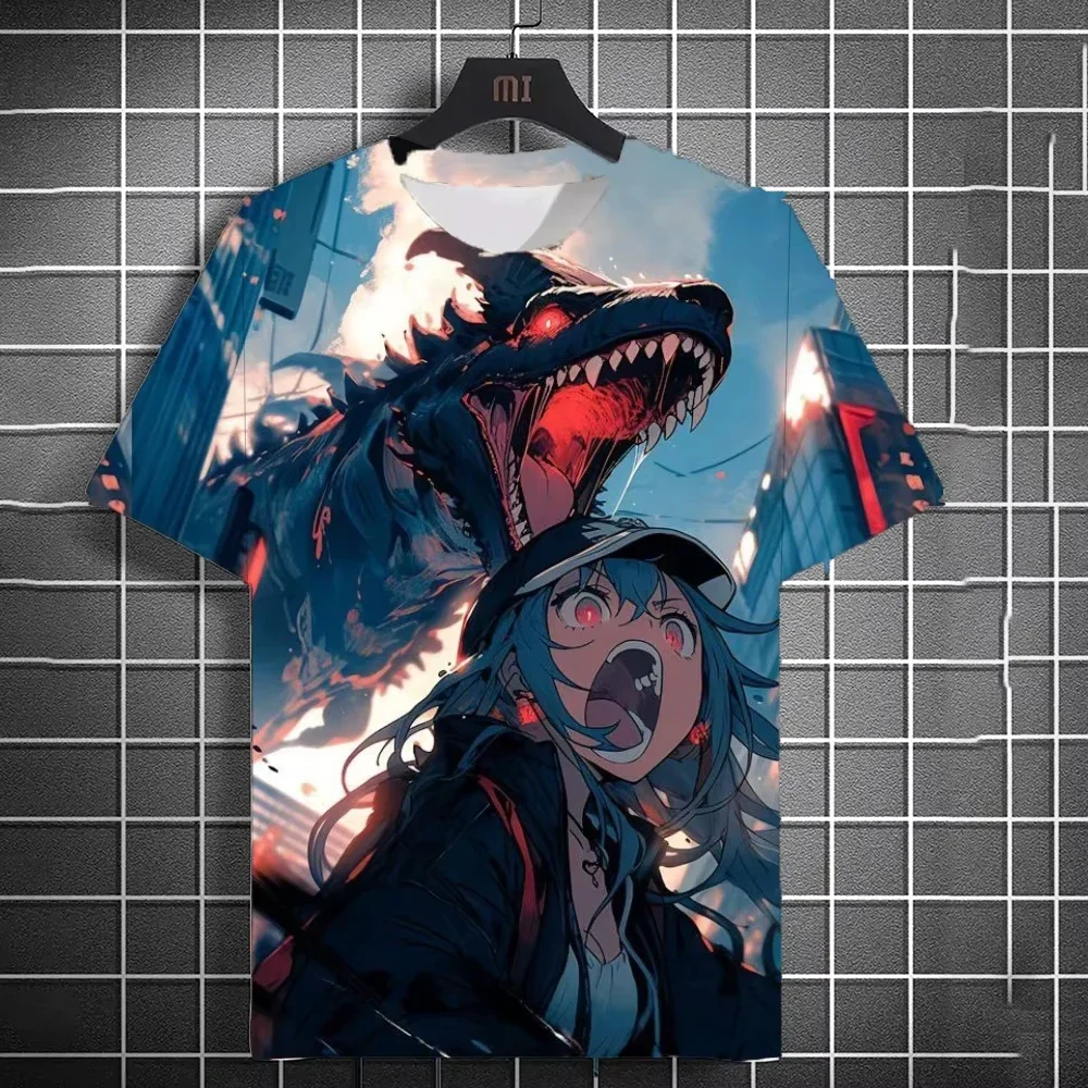 

Japanese Style 3D Female Samurai Print Animated T-shirt Street Style Men's T-shirt Soft Breathable Men's Clothing Casual Style