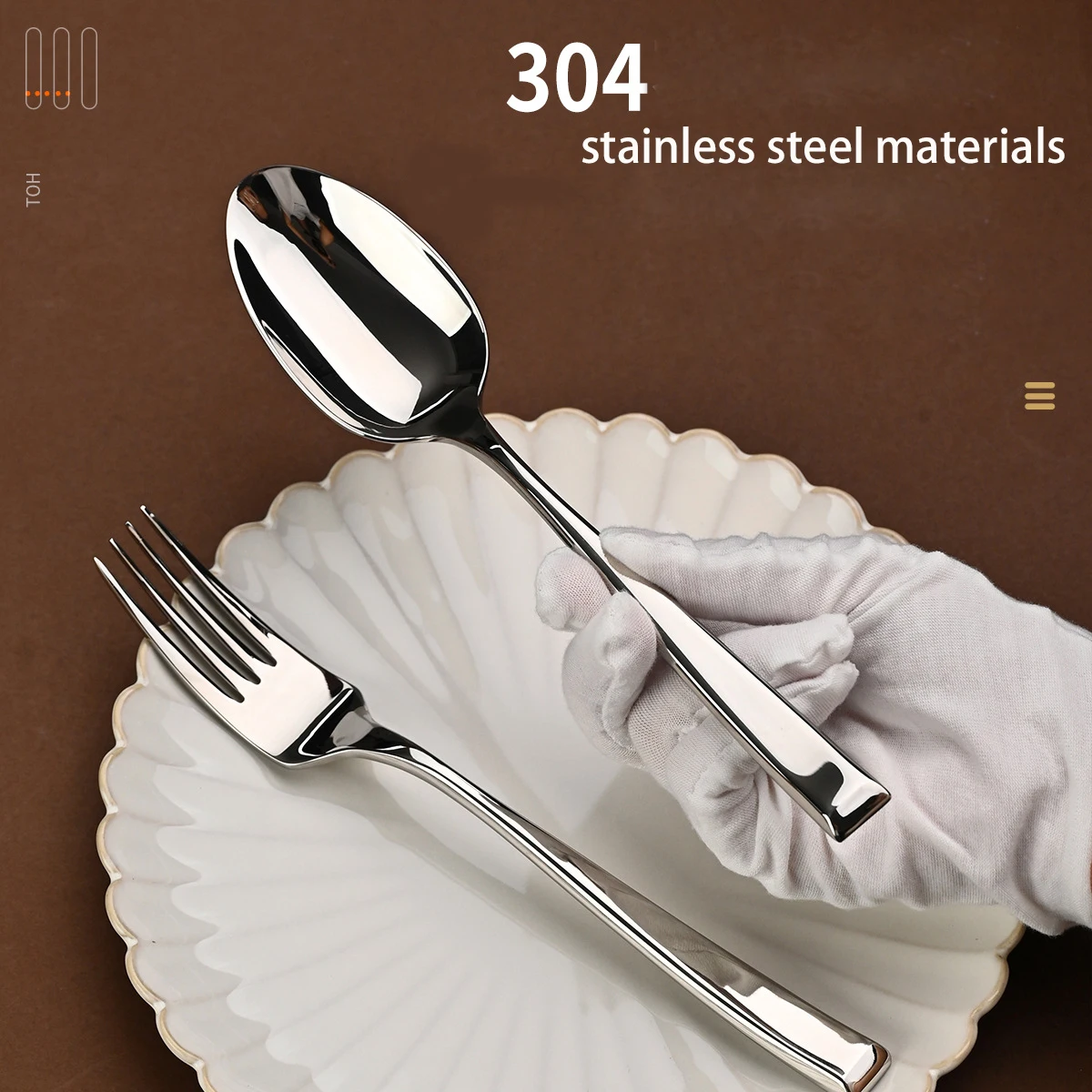

304 stainless steel Tableware thickened knife, fork and spoon set Restaurant high-end hotel tableware knife and fork square hand