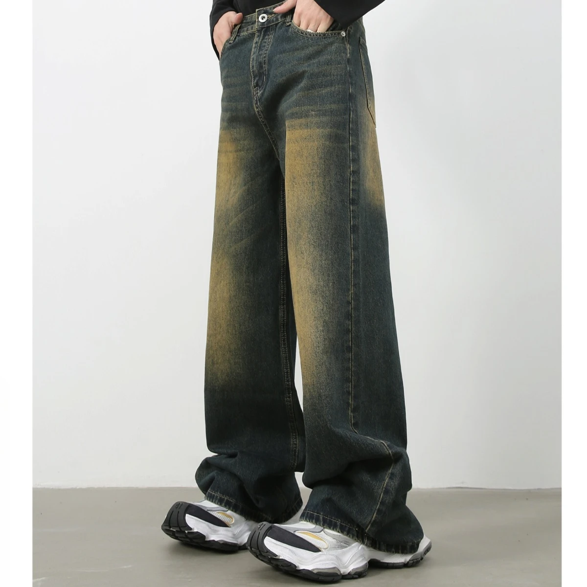 2026 nuevos pantalones vaqueros de pierna ancha lavados degradados varios colores Vintage Casual pantalones vaqueros sueltos pantalones diarios pantalones de mujer