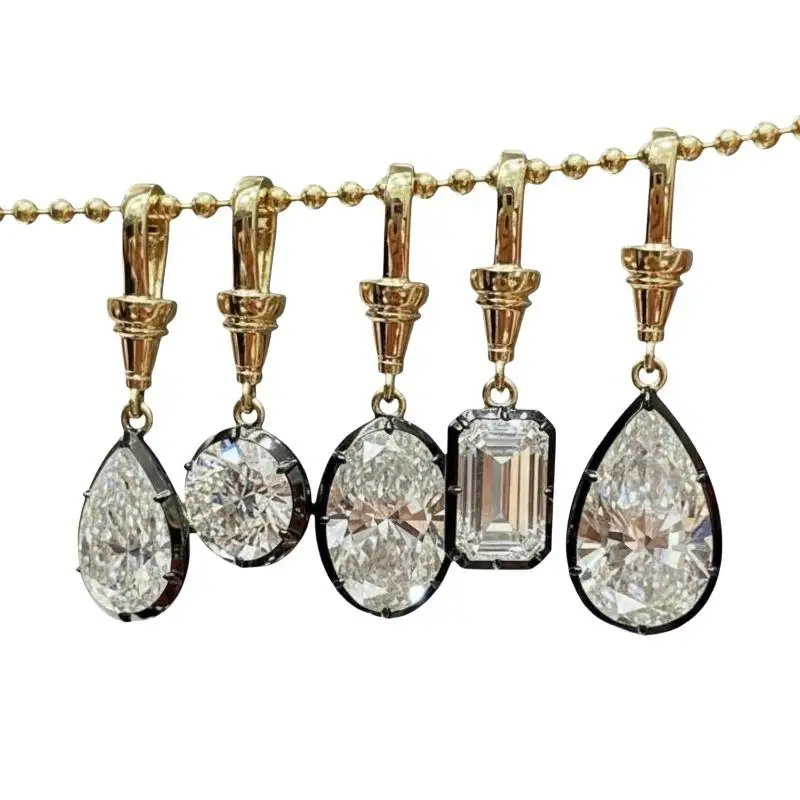 Damen-Halskette mit geometrischem weißem Zirkon-Anhänger, Perlenkette, goldfarben plattierter Edelstahl, einfacher Alltagsschmuck, Geschenk – Detail 6
