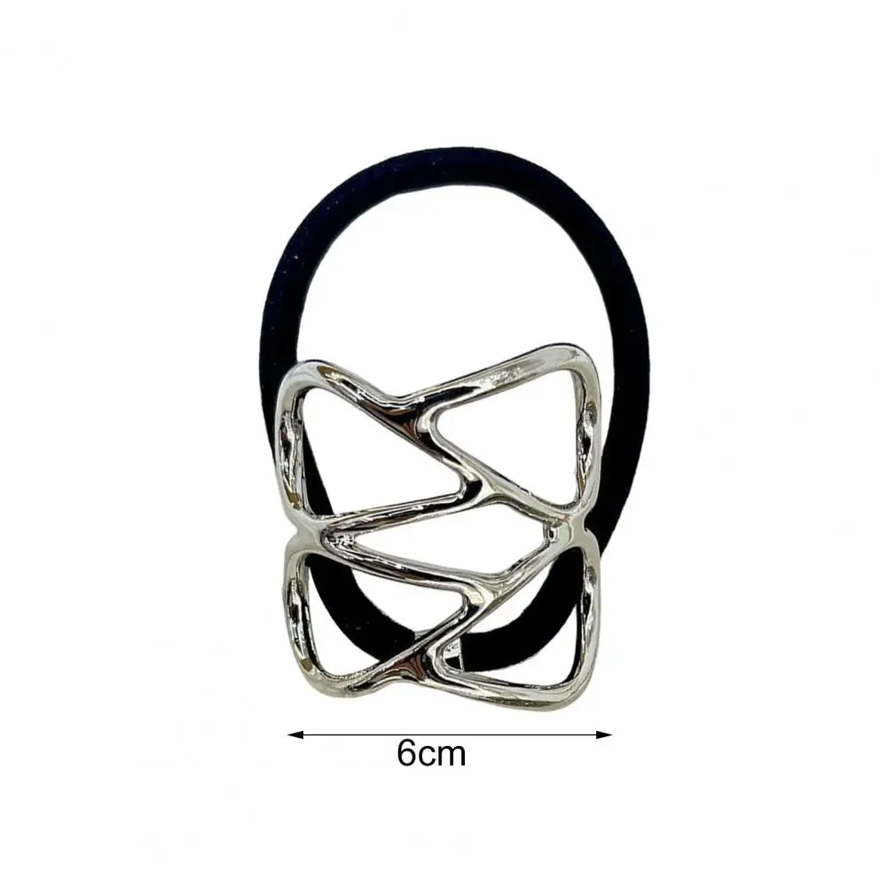 Metal Decor Hair Tie Ponytail Hair Cuff Elastic Headband Women Geometric Design Black Hair Rope Hairband Hairs Accessories 머리끈