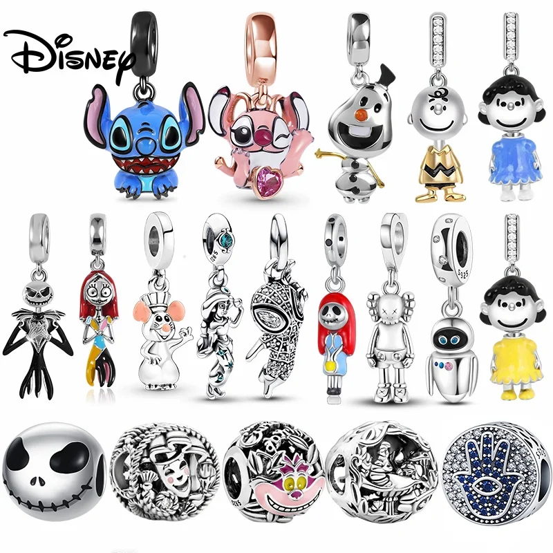 925 Silver Disney Stitch The Nightmare Before Christmas Pendant Fit Necklace Original Bracelet DIY Festival Women's Party Gifts