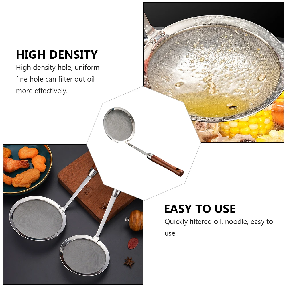 

Stainless Steel Skimmer Filter Spoon Fine Mesh Oil Strainer Long Handle Kitchen Food Strainer Multi-Functional