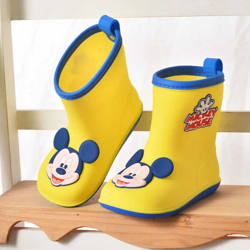 Children RainBoots Baby Boys PVC Outdoor Cartoon Minnie for Kids Waterproof Shoes Water Boots Girl Kitty Waterproof Boots Disney