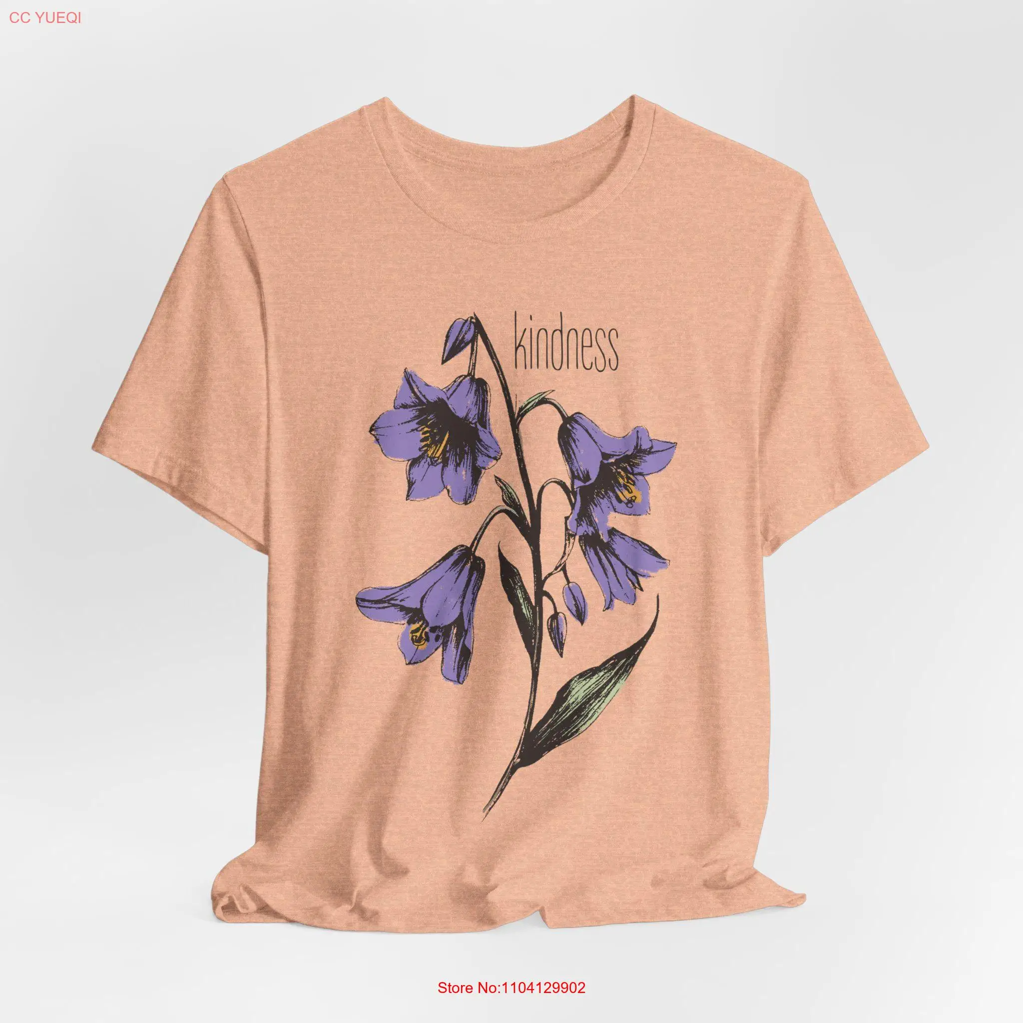 Bluebells Kindness T Shirt Floral Inspirational Positivity Unique Flower for her Vintage Style long or short sleeves