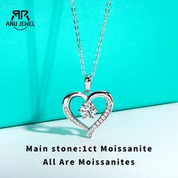 AnuJewel 6.5MM D Color Moissanite Sublimation Of Love Pendant Heart Necklace 925 Sterling Silver Valentine's Day Gifts Jewelry
