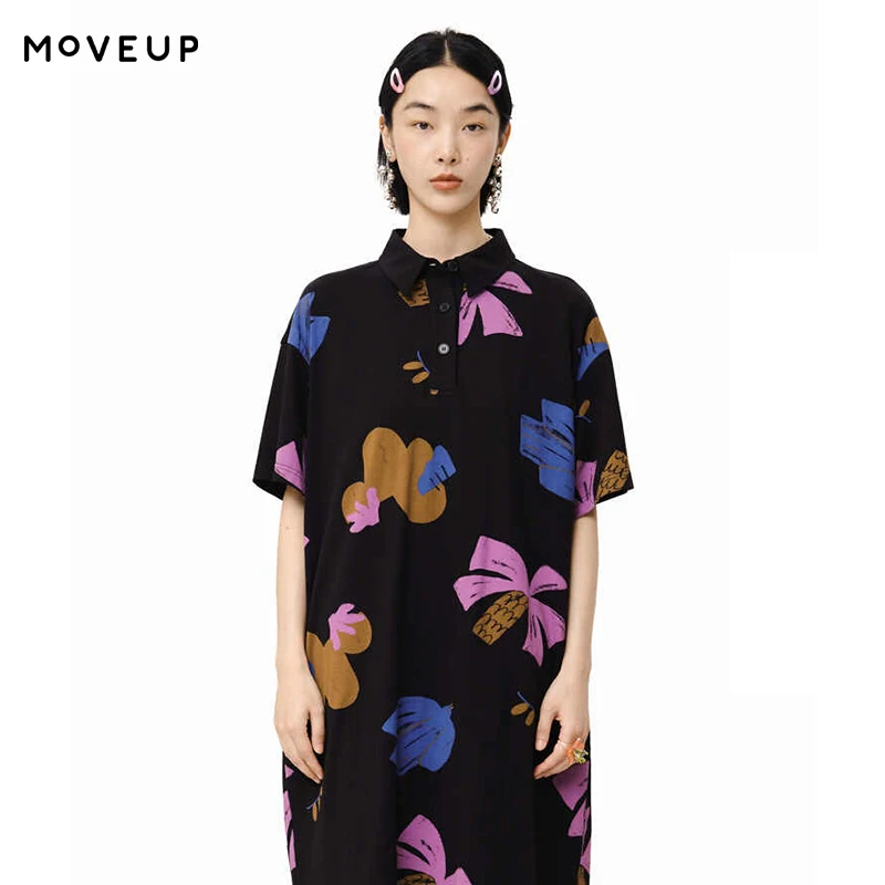 

MOVEUP Casual Short Sleeves Straight Dress 2026 Spring Pure Cotton Drop Sleeve Loose Pleated Knitted Dress For Women 325111324