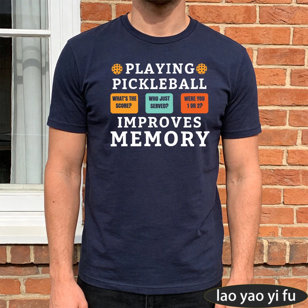 Pickleball Improves Memory Graphic Tee Sport Question Text Print Men T Shirt Cotton Short Sleeve Pickleball Player T Shirt