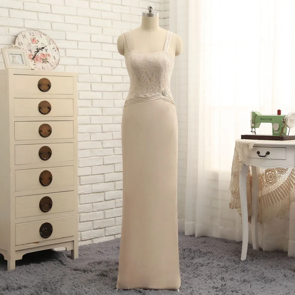 Champagne madre della sposa abiti guaina in pizzo Chiffon con giacca Plus Size abiti lunghi da sposo per la madre per il matrimonio