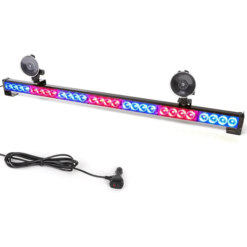 

28 LED Strobe Light Bar Traffic Advisor 32" Emergency Security Warning Directional Windshield Dash Upgraded Suction Cup 13 Flash