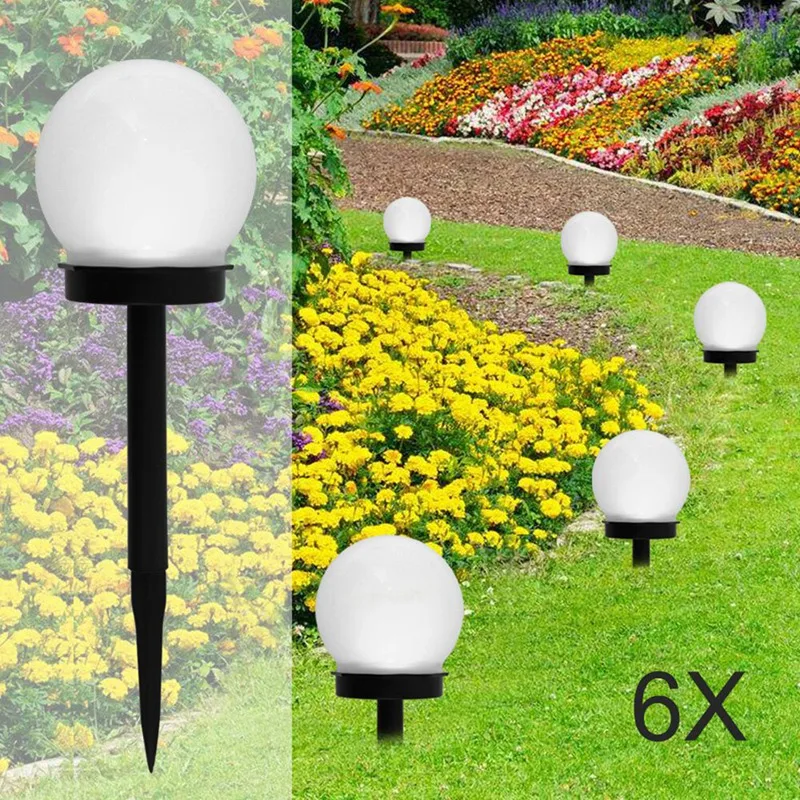 

6Piece Solar Round Ball Lamp LED Garden Path Ground Lights Stake Lighting Patio Aisle Light Solar Lawn Lamp