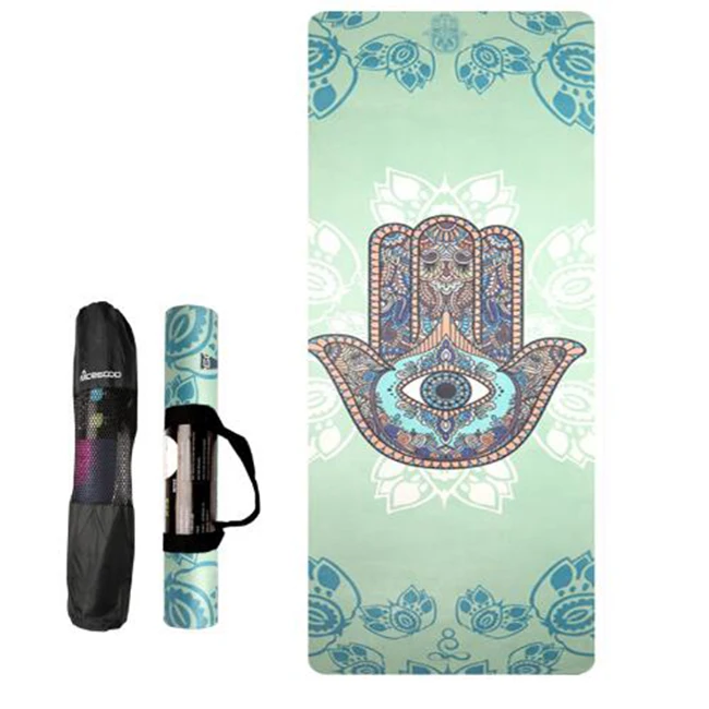 

Microfiber Yoga Mattresses For Fitness Exercise Heat Transfer Printing With Nature Black Rubber Back Private Label Factory 11
