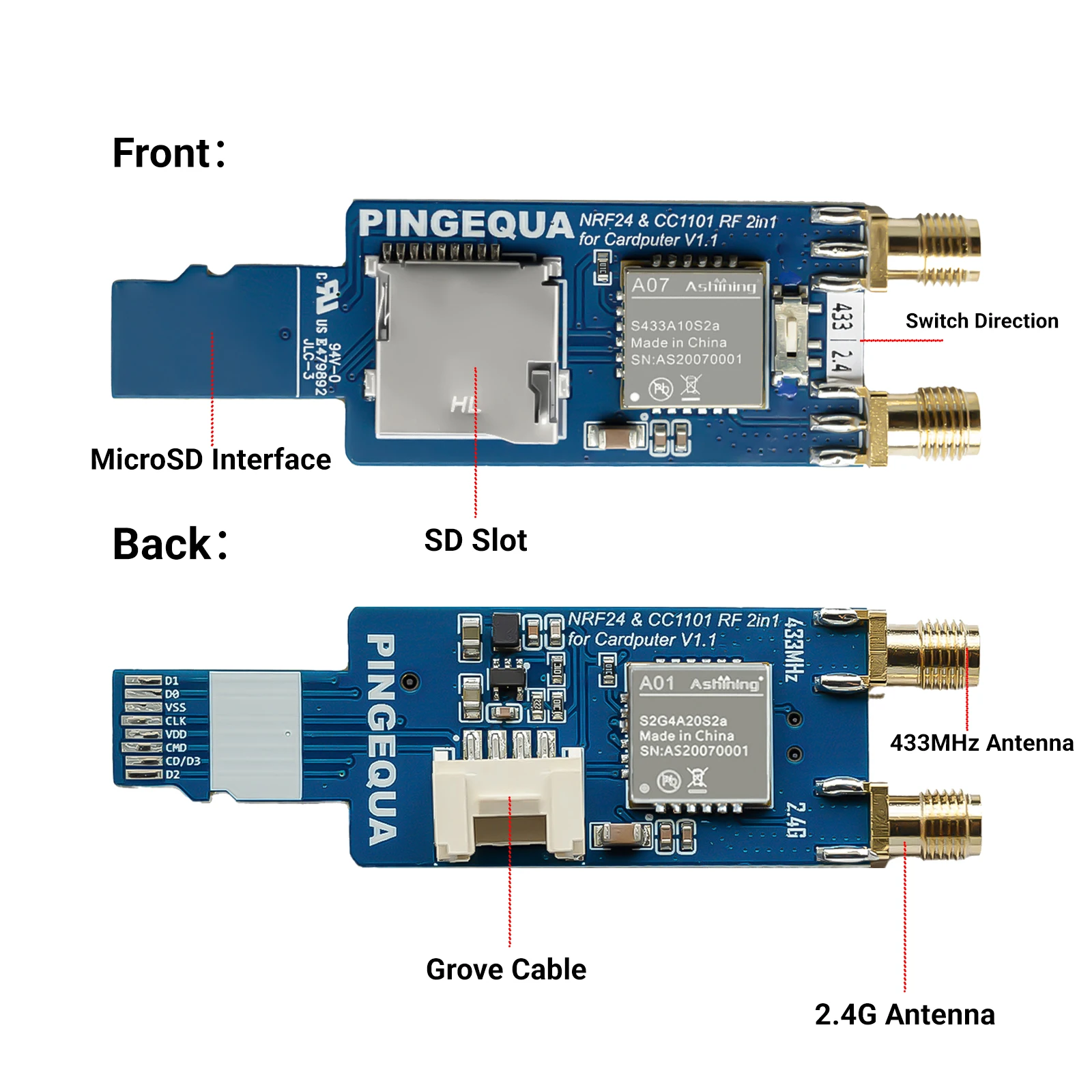Módulo RF CC1101 de 433MHz para cardputer M5Stack, interfaz Grove Plug-and-Play, Compatible con firmware Bruce