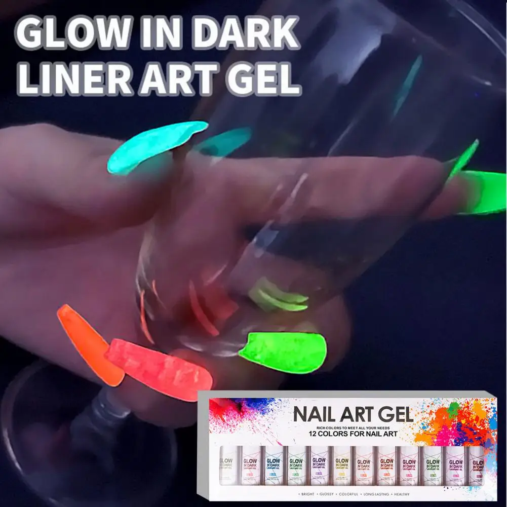 

Nail Painting Gel Excellent Fluorescent Glow in Dark Painting Liner Nail Gel Safe Ingredients Super Glossy Nail Liquid Gel