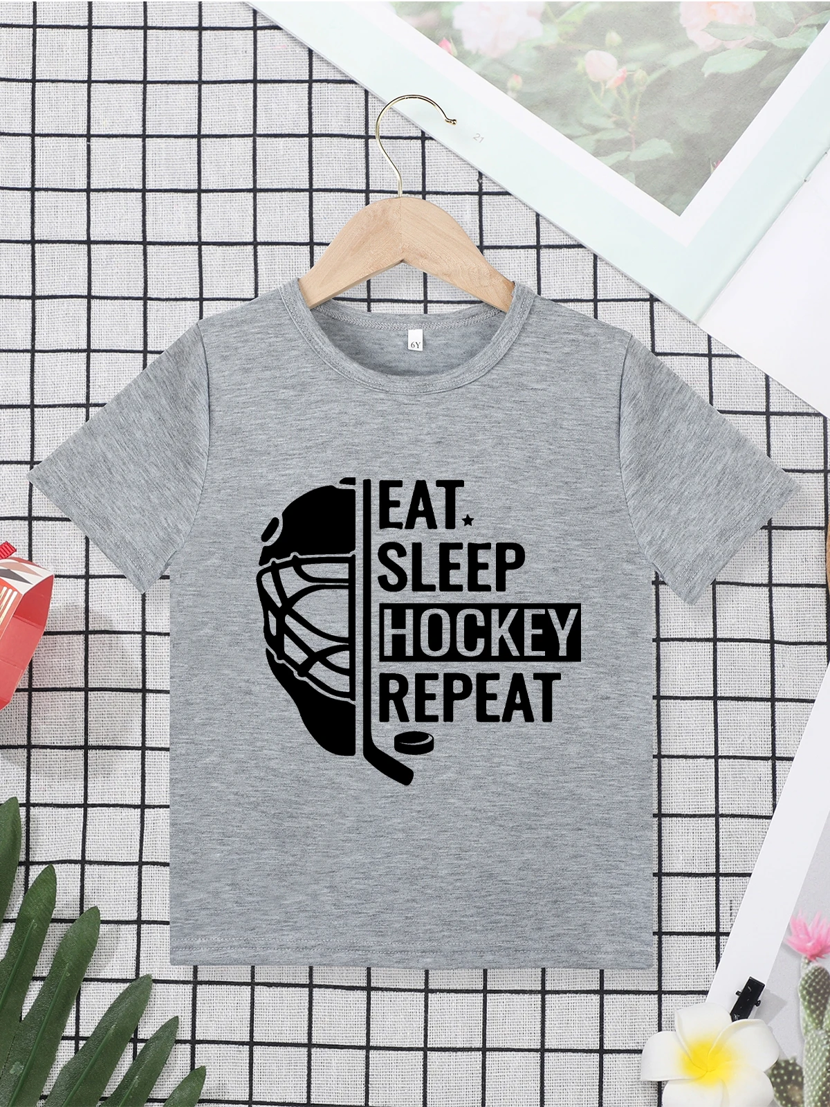 Hockey Lover Boy T-shirt Hipster Cool Urban Streetwear Summer Casual Kids Shirt Short Sleeve Black Tops 3 to 7 Year Children