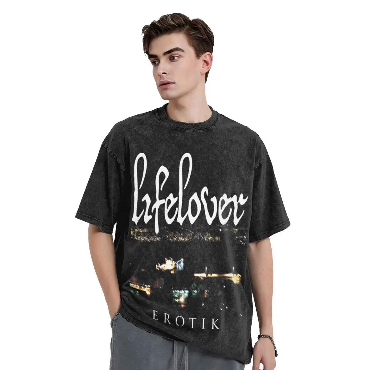 Lifelover Erotik Washed T Shirt Streetwear Hip Hop Vintage T-Shirts Tees Tops for Men Women 100% Cotton Oversize Graphic