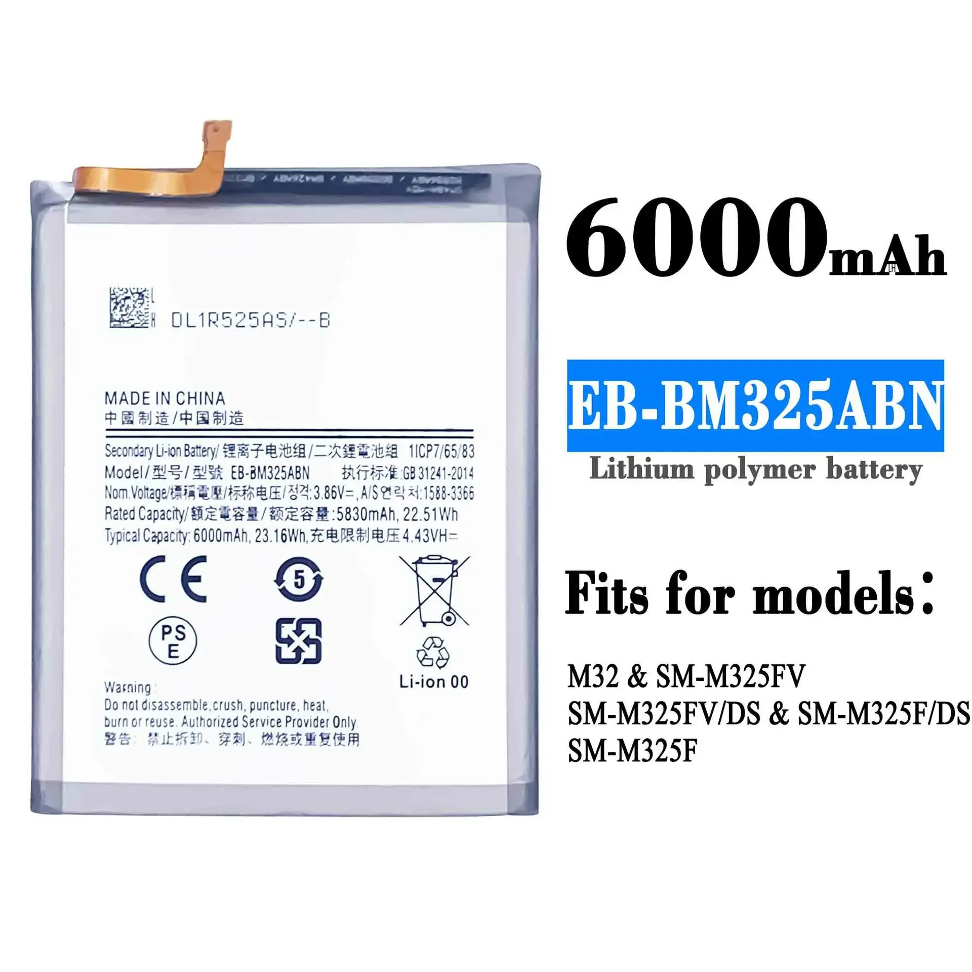 100% Orginal High Quality Replacement Battery For Samsung M32 4G M325 SM-M325F EB-BM325ABN Mobile Phone Lithium Batteries + Tool