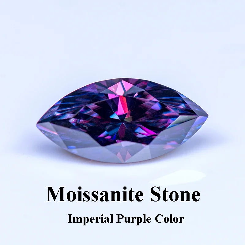 

Moissanite Stone Marquise Cut Gemstone Imperial Purple Color Lab Grown Gemstone for Diyfor Jewel Making with GRA Certified