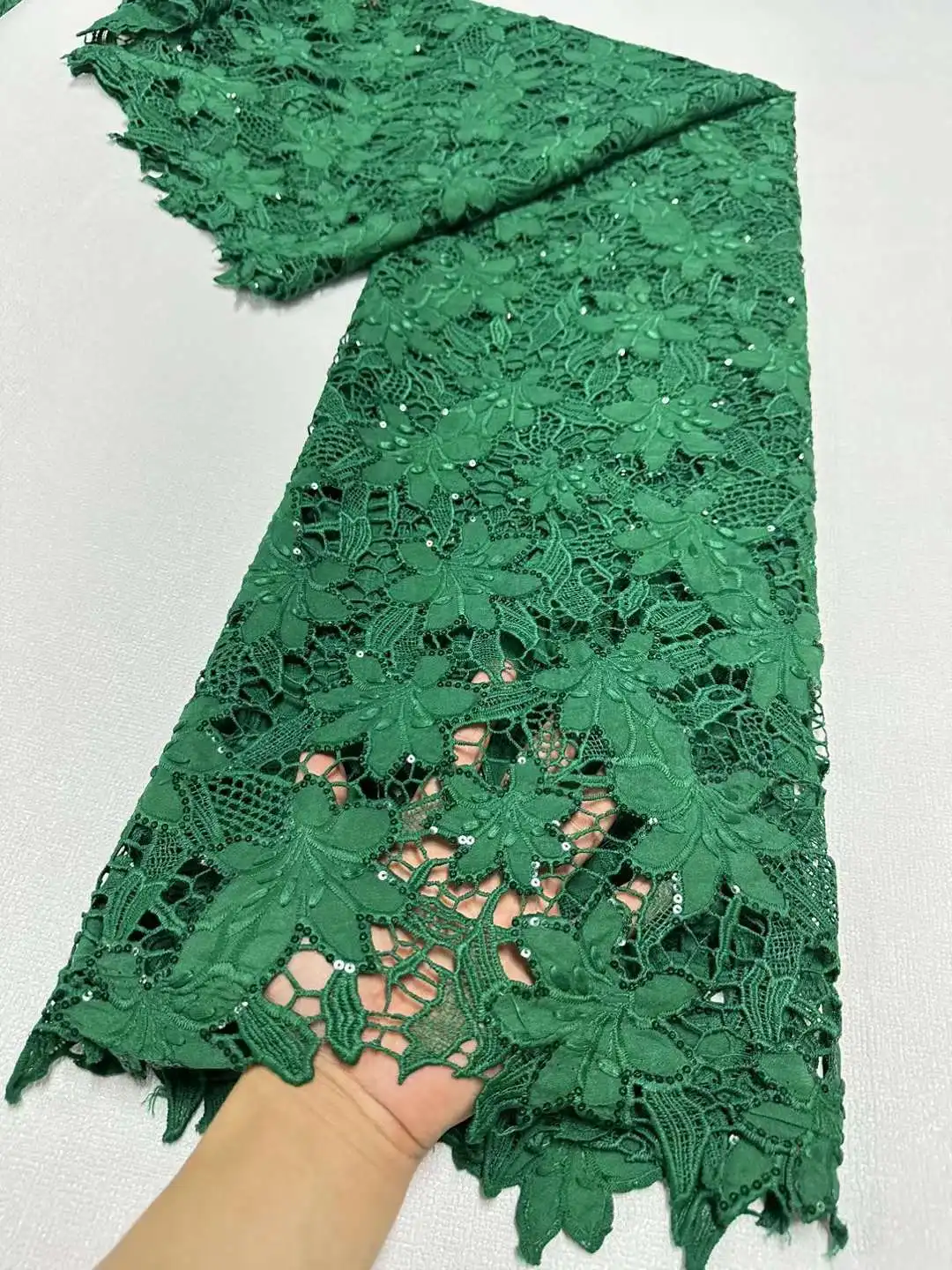 

African Guipure Cord Lace Fabrics 2024 High Quality Nigerian French Milk Silk Lace Fabrics 5 Yards for Wedding Asoebi Dresses