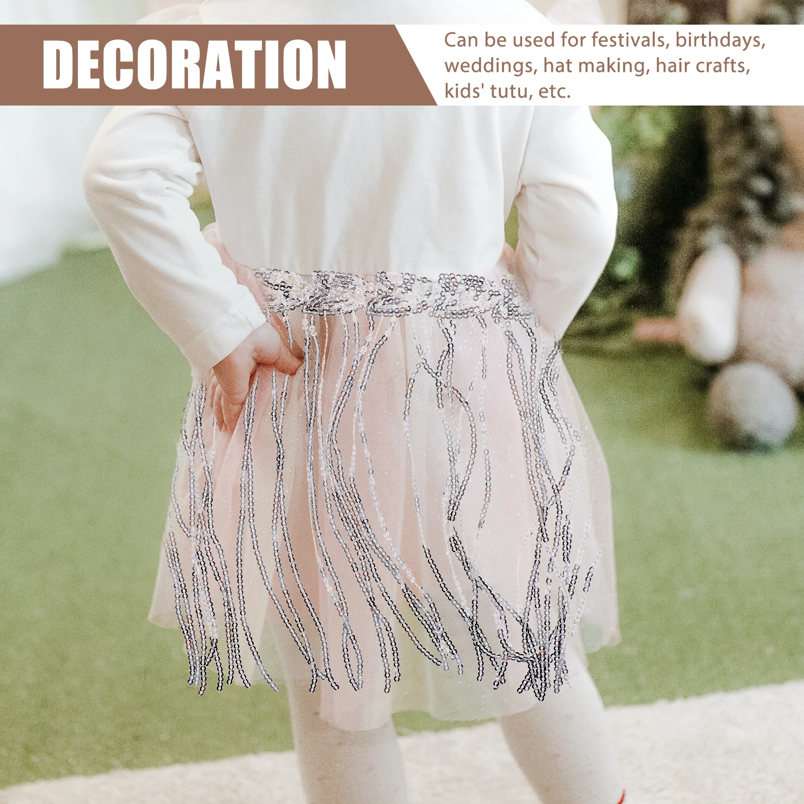 

Sequin Tassel Decorative Fabric Cuttable Bright Color Household Sewing Craft Diy Dress Accessories Headwear Latin Dance Clothing