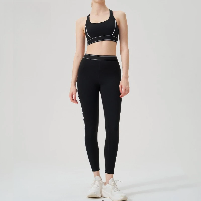 KUNNA New women's 2-piece yoga set, backless bra, high waist, nude feeling, leggings, fitness exercise, slimming exercise set