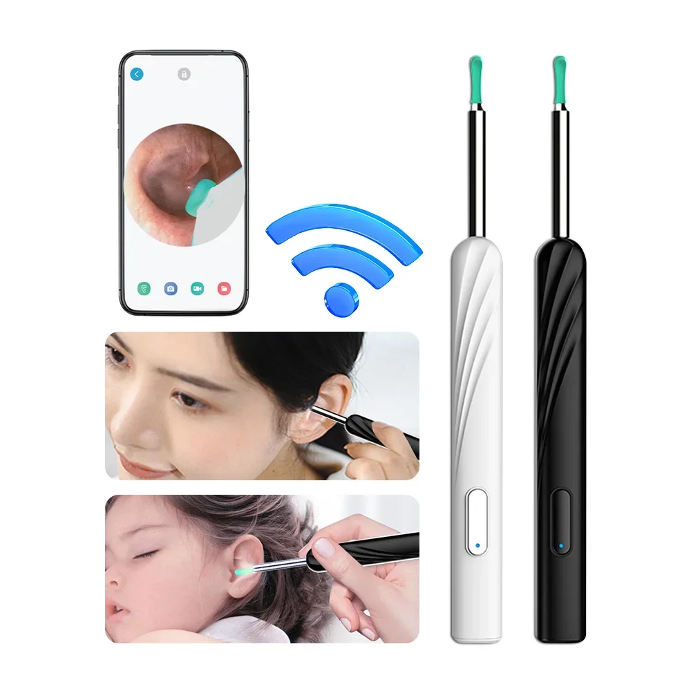 Herramientas de limpieza de extracción de cera de oídos Visible, limpiador de oídos Visual inalámbrico HD con cámara, Kit de endoscopio, otoscopio para el cuidado de la salud
