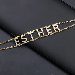 Duoying Custom Zirconia Letter Bracelets Personalized Jewelry Initials Name Bracelet Chain bracelet Full Stone Letter Xmas Gift