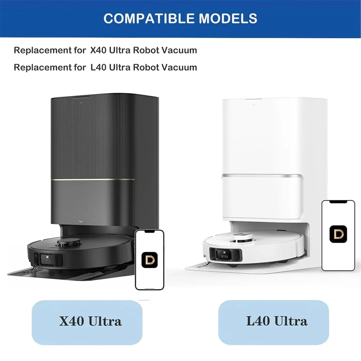 Dreame L40 Ultra / X40 Ultra Robot Vacuum Accessories أكياس الغبار ممسحة الجانب الرئيسي فرش الملابس مرشحات HEPA قطع الغيار