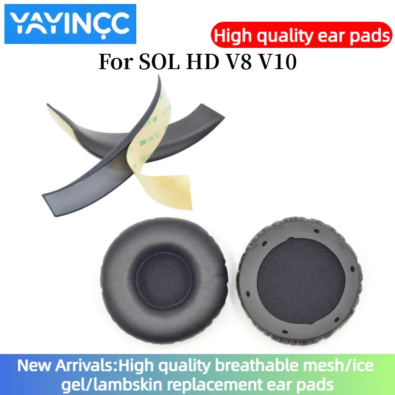 

YAYINCC Soft Foam Protein Leather Headphone Earpads Ear Pads Compatible For SOL HD V8 V10 Headset Earmuff Earphone Sleeve