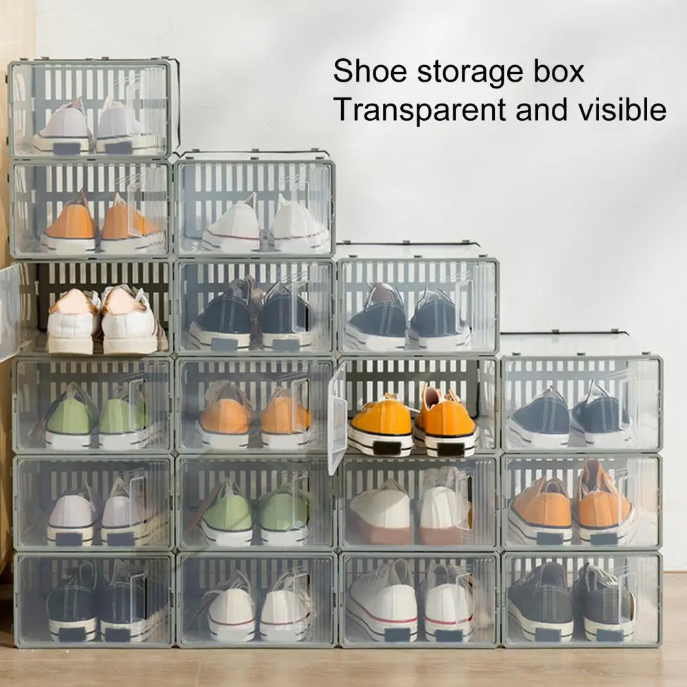 Shoes Organizer Box Ventilation Hole Dust-proof Stackable Transparent Shoes Storage Organizer Household Supplies