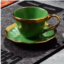 European and British Royal Gold Plated Ceramic Coffee Cup Set Gift Porcelain Spoon Club VIP Coffee Cup