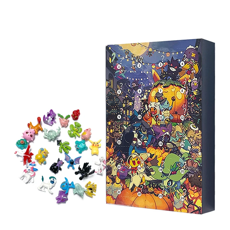 Pokemon Figure Advent Calendar 4 Models Box Toys Halloween Gift Boxed Pikachu Action Figure Mini Model Child Halloween Gifts