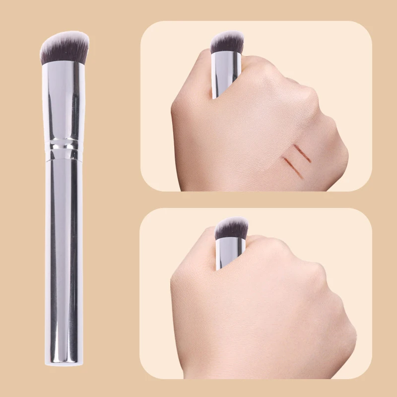 Oblique Head Foundation Concealer Makeup Brush Face Contour Blush Liquid Cream Mixing Brush Portable Makeup Tools