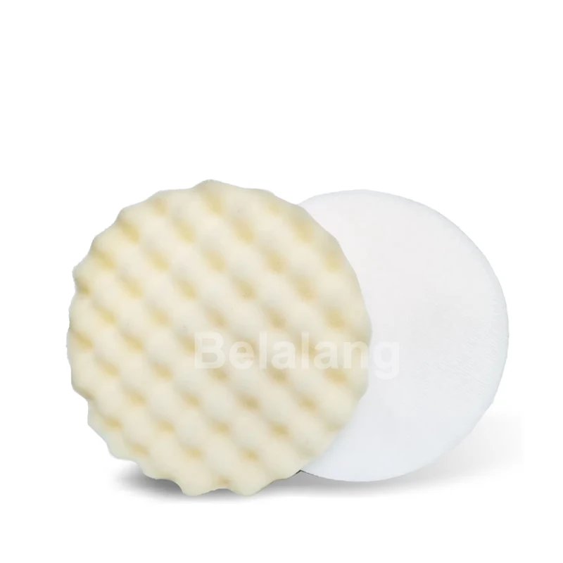 Belalang-Waffle Face Polishing Pads, Hook and Loop Foam, Branco Grosso, 8"