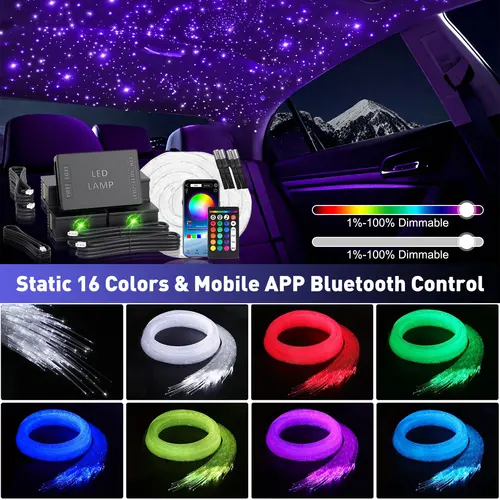 Imagen 2 del producto 2025 nuevo RGBW DC12V 16W 1/2/4 Split cielo estrellado atmósfera luz APP Control fibra óptica coche cielo estrellado techo kits de techo Interior