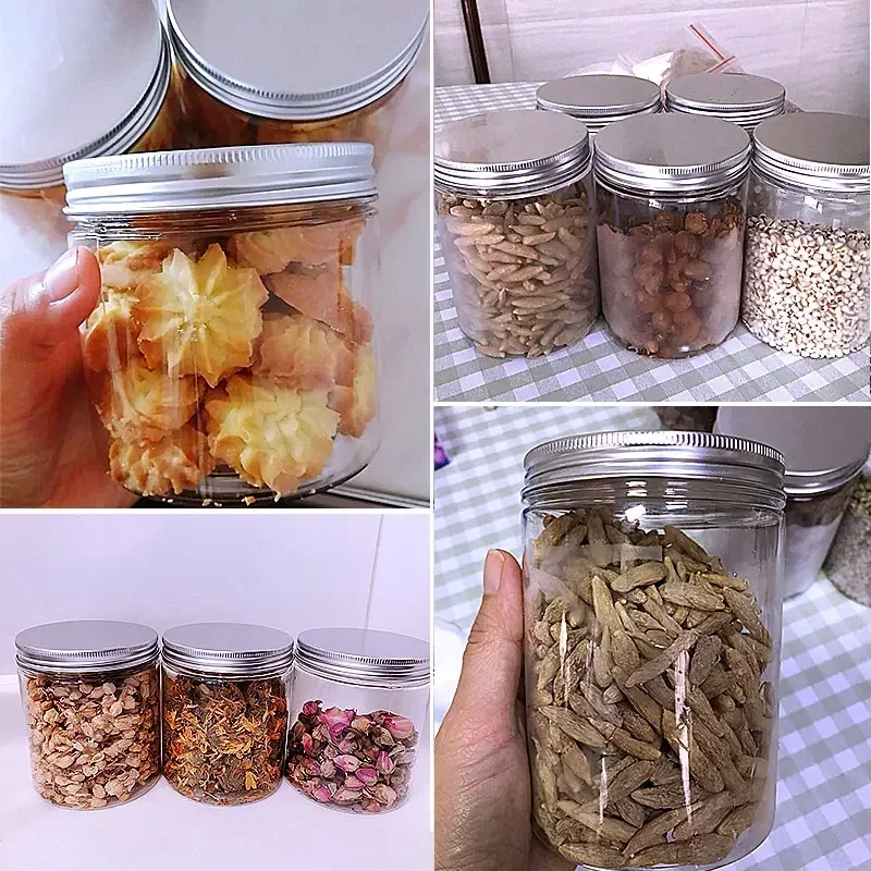 5Pcs 30/50/60/80/100ml Storage Jars Clear Aluminum Cap Plastic Jar with Lids Cream Powder Pot Travel Skincare Cosmetic Container