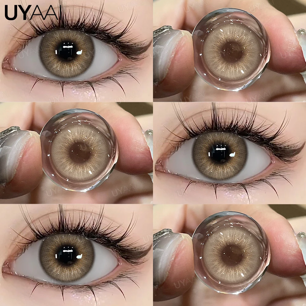 UYAAI 【1*contacts Lenses+1*tweezers+1*lenses Case】Multicolored High Quality Soft Lenses Yellow Contacts Yellow Eyes Gloss Beauty