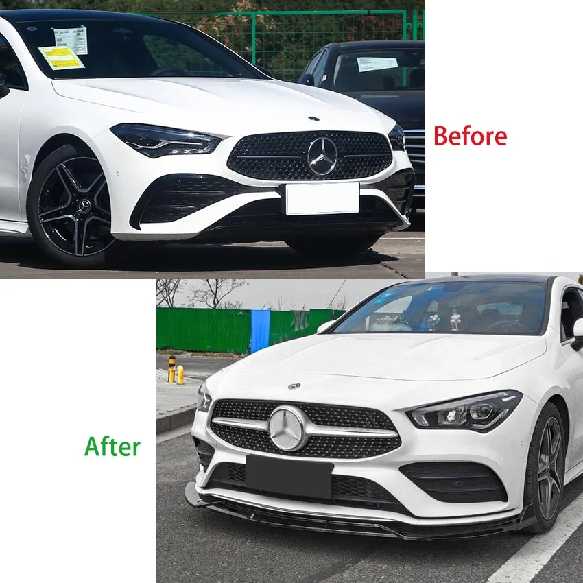 Front Bumper Lip Splitter Diffuser Body Kits Spoiler Guard Gloss Black For Mercedes Benz CLA Class C118 X118 W118 2020-2023