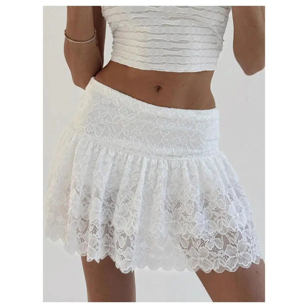2024 Sexy Kant Splice Hoge Taille Elastische Pure Kleur ort Rok Ballet Sle Taart Rok Polyester Vezel Busin Thuisgebruik
