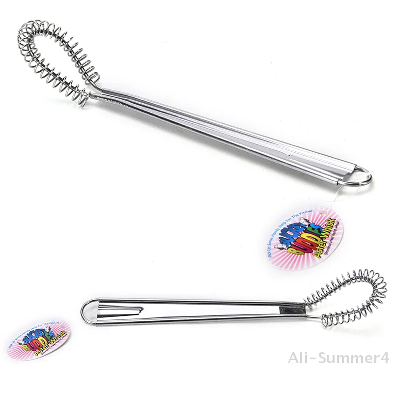 2016 New Cooking Tools Steel Egg Beater Mini Whisk Milk Frother Foamer Coffee Mixer Spring Sauce Blender Accessoire de cuisine