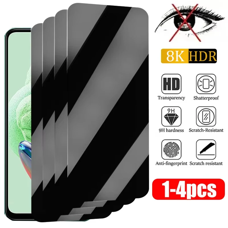 1-4 Stück Sichtschutzfolie für Poco X7 F7 M7 X6 M6 Pro X5 X4 X3 M5 M4 F4 F3 Pro Anti-Spy-Glas für Poco C75 C71 C65 C40 C31