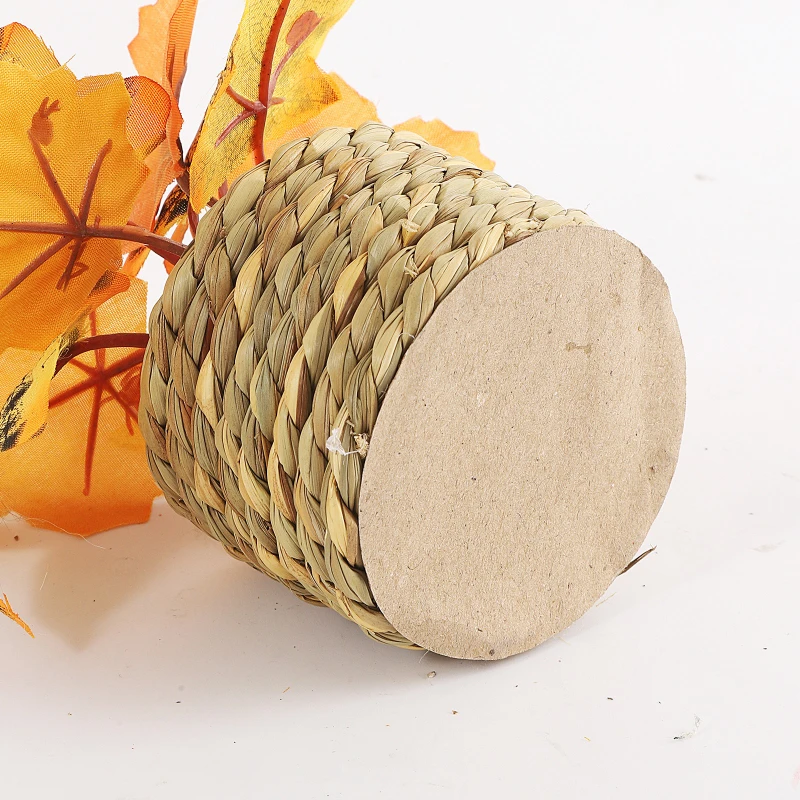 Faux Maple Leaf Potted Plant in Woven Basket – Autumn Harvest Home Decor Ceramic Pot