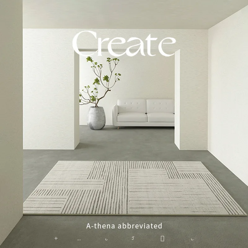 

Carpet Living Room Rug Waterproof Stain Resistant Loop Pile Soft Non Slip Home Decor Japanese Minimalist Washroom Floor Mat