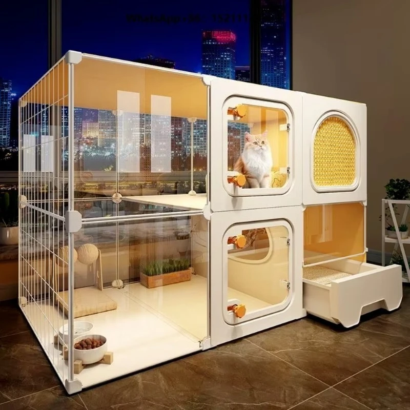 rectangular extra-large free-space pet cat villa indoor cat cage toilet all-in-one cat house dog house