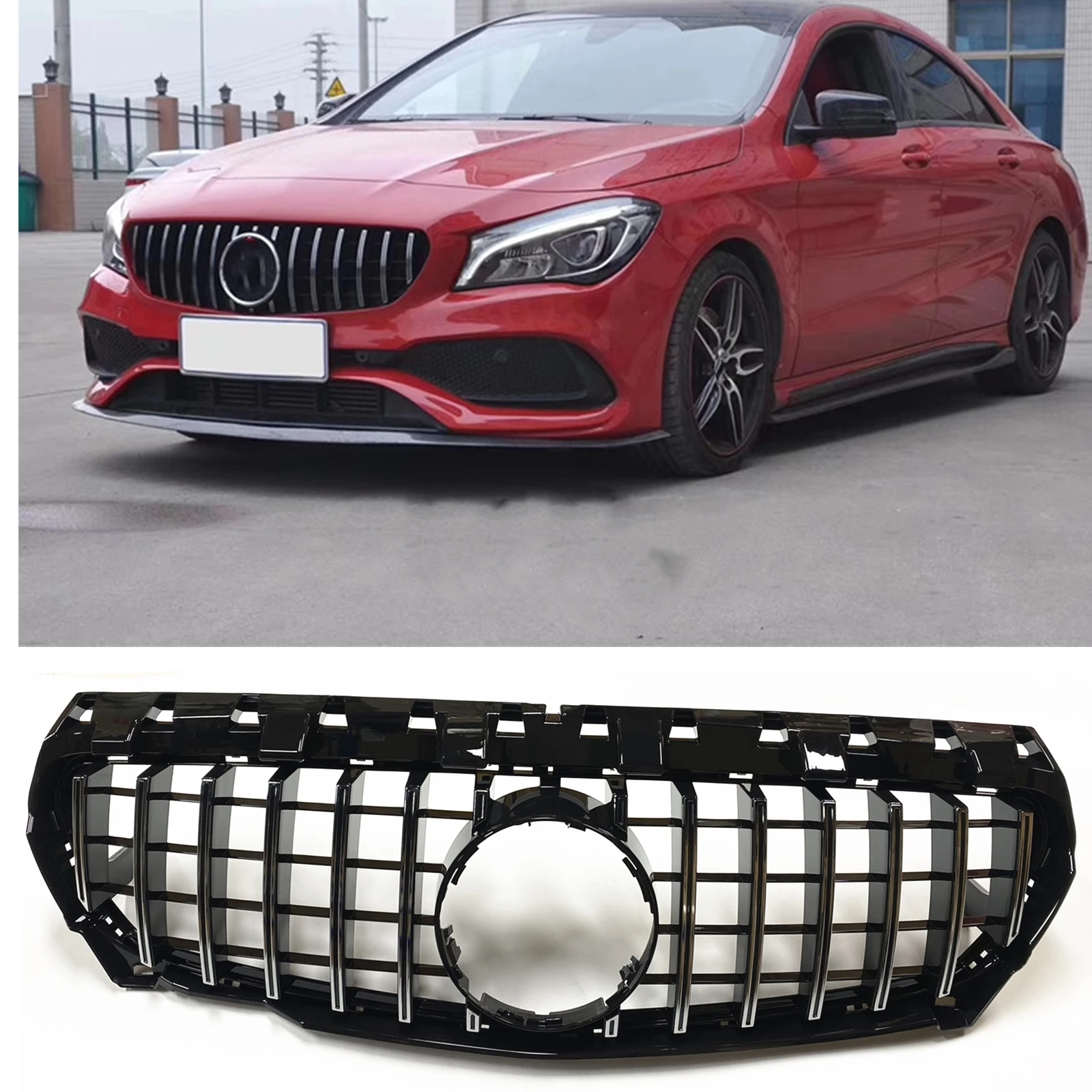 

Front Grille Grill For Mercedes Benz W117 C117 CLA Class 2013-2016 CLA200 CLA250 CLA45 GT Style Car Upper Bumper Hood Mesh Grid