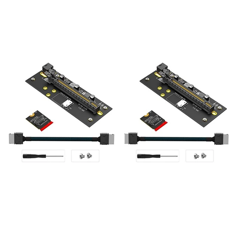 M-Key M. 2 2230 To PCI-E 4.0 X16 With SFF-8612 Extension Cable As External Graphics Card- Right Orientation SFF-8612