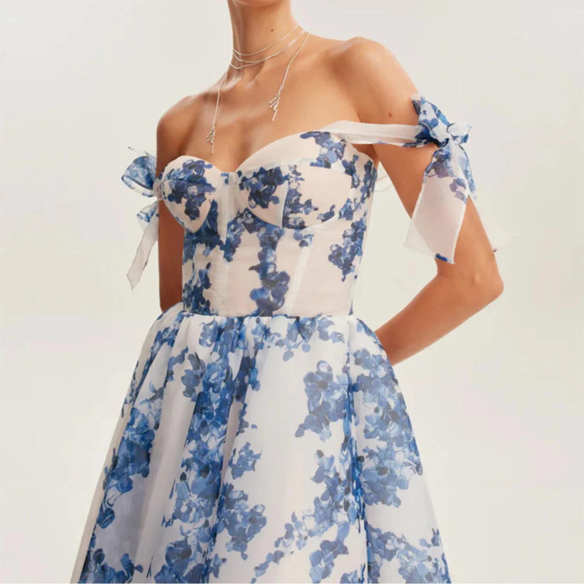 플로럴 프린트 백리스 드레스 여성용 2025 여름 스파게티 스트랩 파티 러플 A라인 드레스 패션 여성 비치 보헤미안 가운