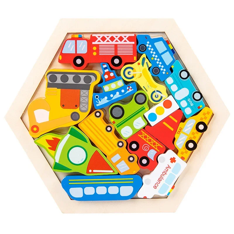 Block Puzzle Jigsaw Puzzle Board Classical Puzzle Children's Toys Hexagonal Alien Chess Tangram Puzzle Toys