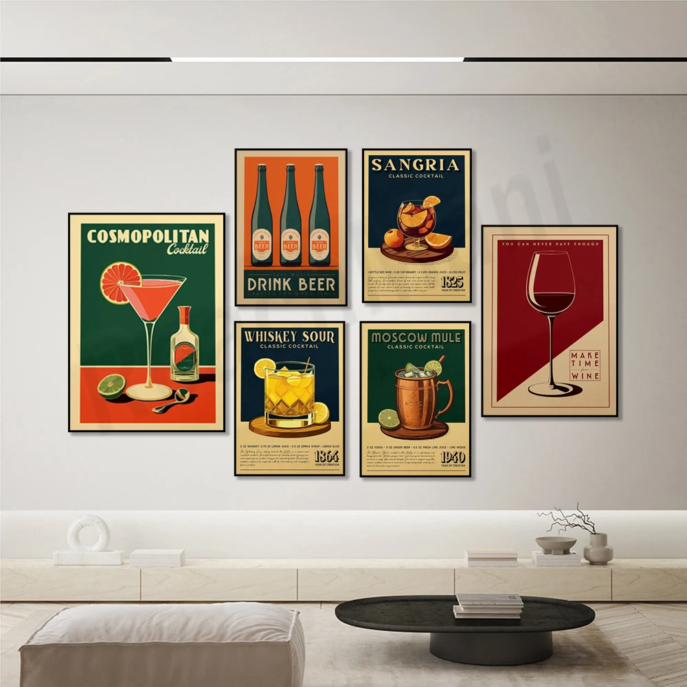 كأس كوكتيل مانهاتن ، عالمي ، موخيتو ، موسكو ، ويسكي ، سافيا ، ميموزا ، نبيذ ، ملصق سانجريا ، بار ، بار ، فن #1