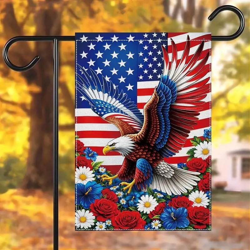 U.S. Independence Day Garden Flag — 12x18-Inch Outdoor Patriotic Decor (Featuring American Flag Elements) — Front Yard, Porc zzo